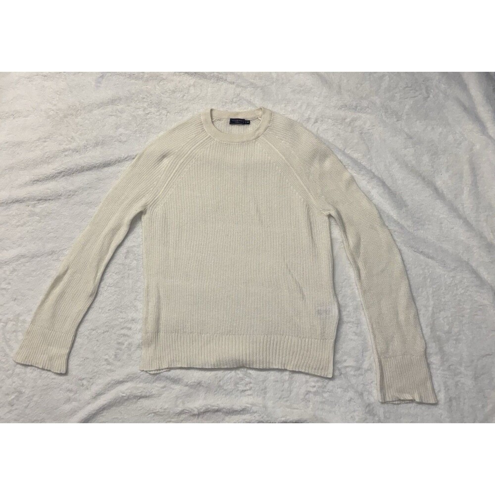 Vineyard Vines Cashmere Sweater Womens Medium Ivory Ribbed Coastal Boho Heritage